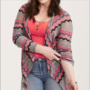 Torrid Chevron Pointelle Drape Front Cardigan